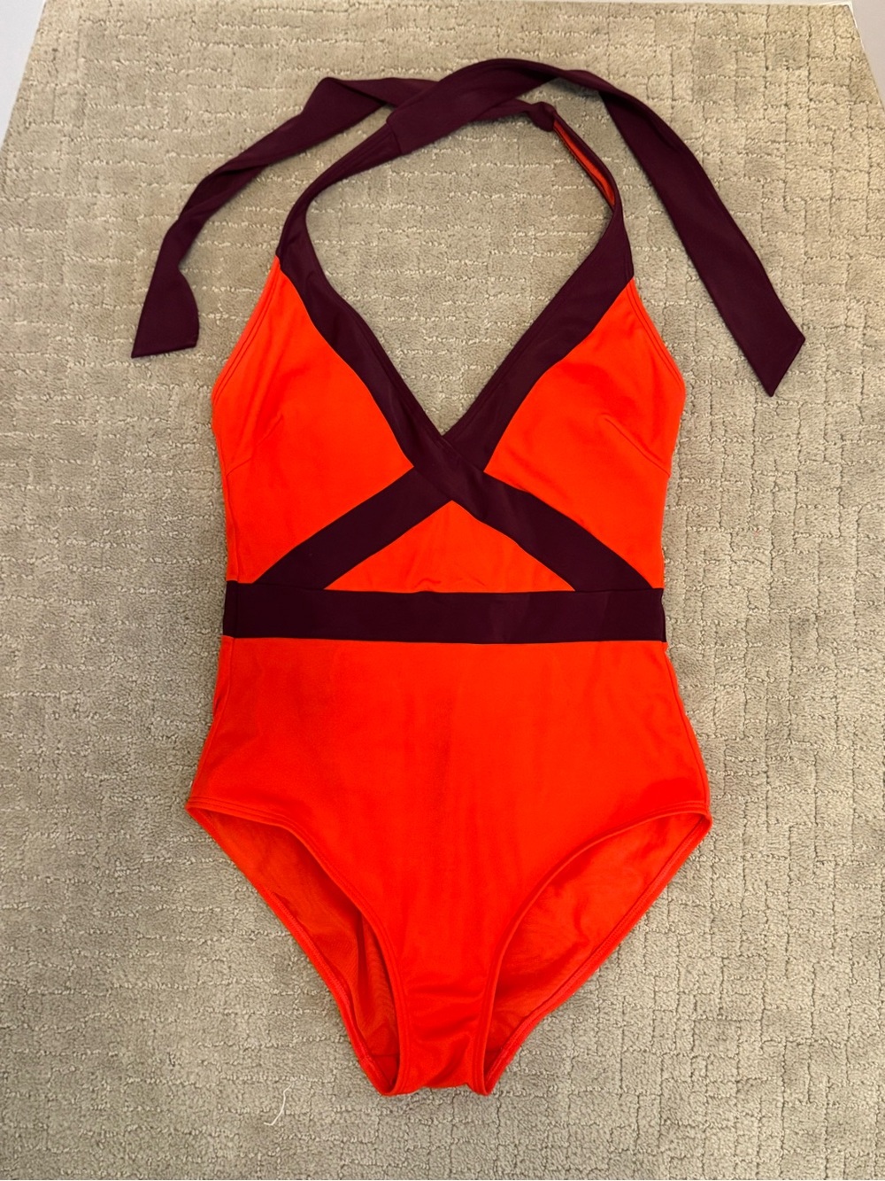 Women’s Bright Red / Maroon Halter One-Piece Swimsuit - Boden Size 8